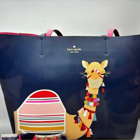 Kate Spade Camel Large Tote this is Navity Bag in Excellent Condition Blue/Multi - Picture 1 of 9